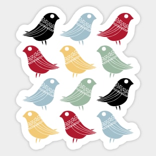 Colorful Abstract Birds Scandinavian Mid Mod Sticker